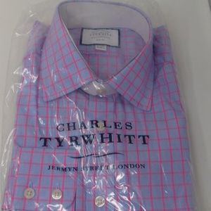 Charles Tyrwhitt Slim Fit Blue & Pink Poplin Check